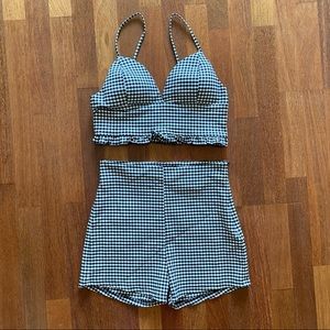 Fashion Nova Black & White Checker Co-Ord Set